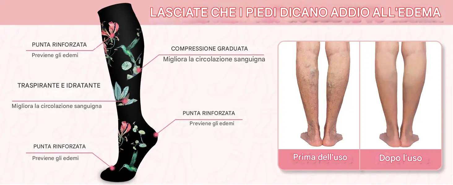 Calze Mediche Graduata- Set 6 paia Floreale 🧦💐